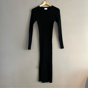 Wilfred By Aritzia Dress Crew Neck Ribbed Bodycon Wool Blend Long Sleeved Sz L